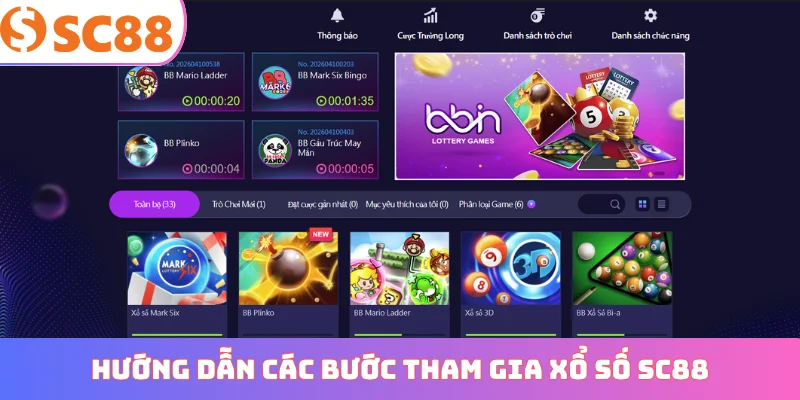 Hướng dẫn các bước tham gia xổ số SC88